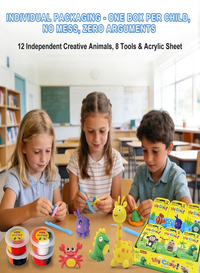 Maxsolve Air Dry Clay for Kids, 12 Animals Modeling Clay Kit with 8 Sculpting Tools and Clear Acrylic Sheet, Soft & Non-Sticky, Safe & Non-Toxic Magic Clays, DIY Arts & Crafts Creative Gift for Boys & Girls - Image 3